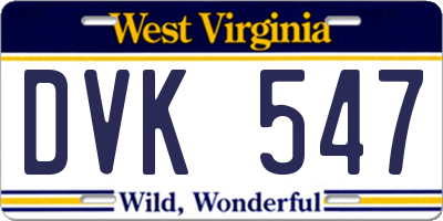 WV license plate DVK547