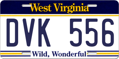 WV license plate DVK556