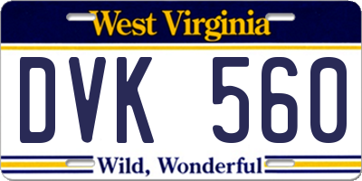 WV license plate DVK560
