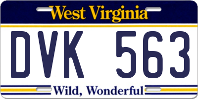 WV license plate DVK563