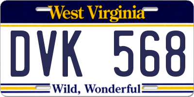 WV license plate DVK568