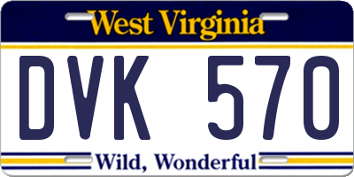 WV license plate DVK570