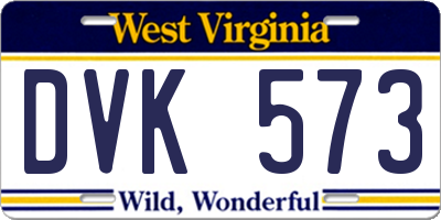 WV license plate DVK573