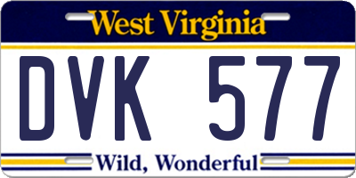 WV license plate DVK577
