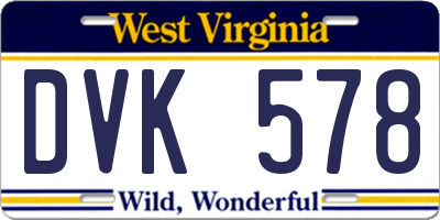 WV license plate DVK578