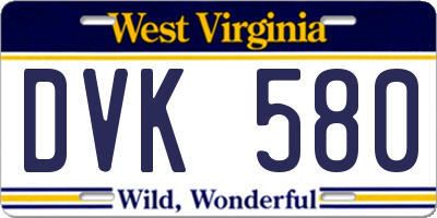 WV license plate DVK580