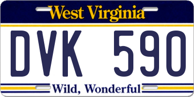 WV license plate DVK590