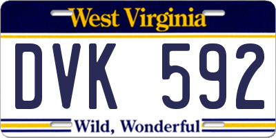 WV license plate DVK592