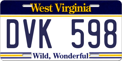 WV license plate DVK598