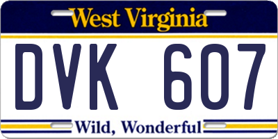 WV license plate DVK607