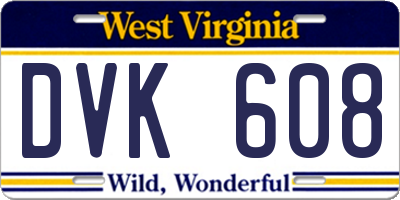 WV license plate DVK608
