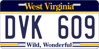 WV license plate DVK609