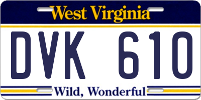 WV license plate DVK610