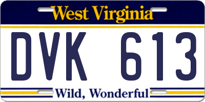 WV license plate DVK613