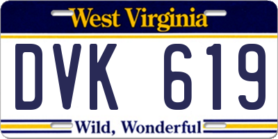 WV license plate DVK619
