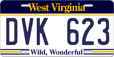 WV license plate DVK623
