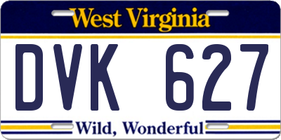 WV license plate DVK627