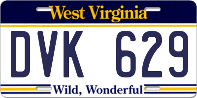 WV license plate DVK629