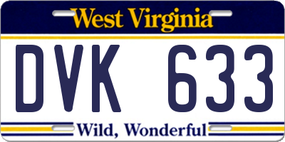 WV license plate DVK633