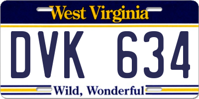WV license plate DVK634