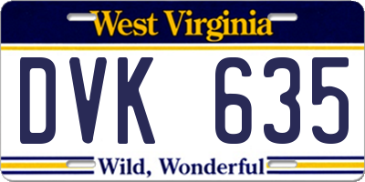 WV license plate DVK635