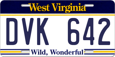 WV license plate DVK642
