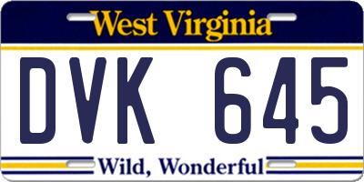 WV license plate DVK645