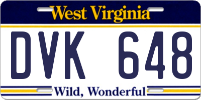 WV license plate DVK648