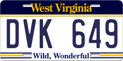 WV license plate DVK649