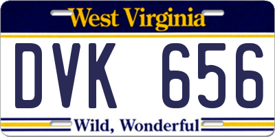 WV license plate DVK656