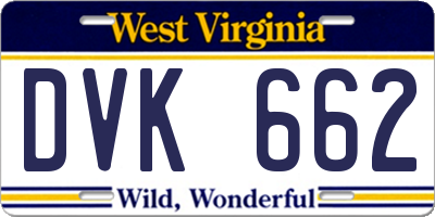WV license plate DVK662