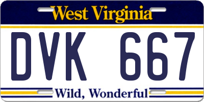 WV license plate DVK667