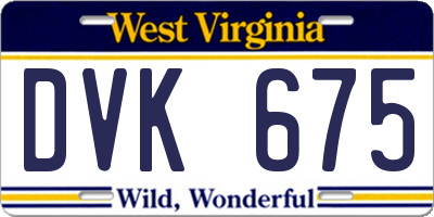 WV license plate DVK675
