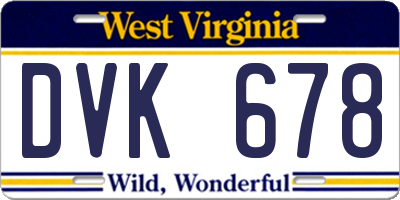 WV license plate DVK678