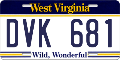WV license plate DVK681