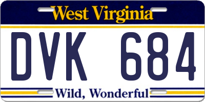 WV license plate DVK684