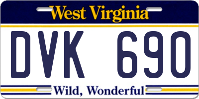 WV license plate DVK690