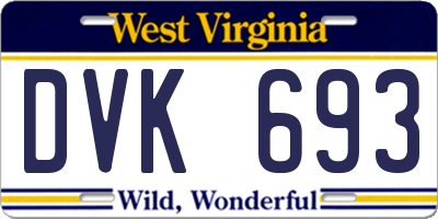 WV license plate DVK693
