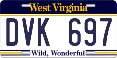 WV license plate DVK697