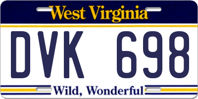 WV license plate DVK698