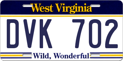 WV license plate DVK702
