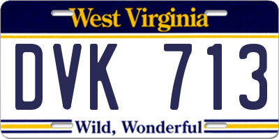 WV license plate DVK713