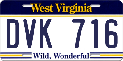 WV license plate DVK716