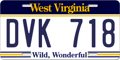 WV license plate DVK718
