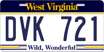 WV license plate DVK721