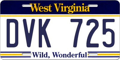 WV license plate DVK725