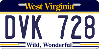 WV license plate DVK728