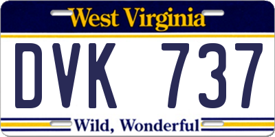 WV license plate DVK737
