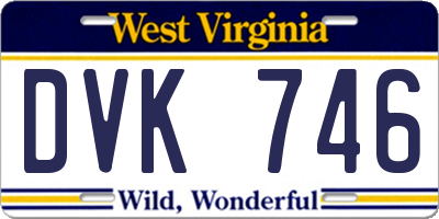 WV license plate DVK746