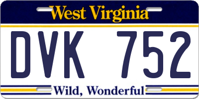 WV license plate DVK752